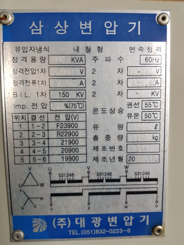 삼상 변압기 제품 이미지