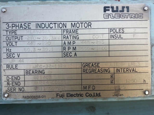 FUJI Motor 387HP*2P*60HZ*440V Product Image