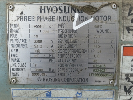 Hyosung High Voltage Wound Motor and Resistor 300HP*10P*60HZ*3300V Product Image