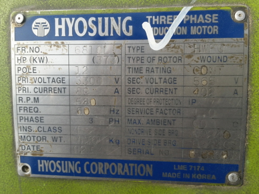 Hyosung High Voltage Wound Motor and Resistor 500HP*12P*60HZ*3300V Product Image