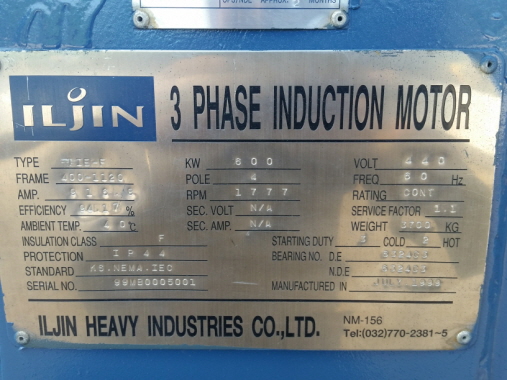 ILJIN winding-type motor 800HP*4P*60HZ*440V Product Image