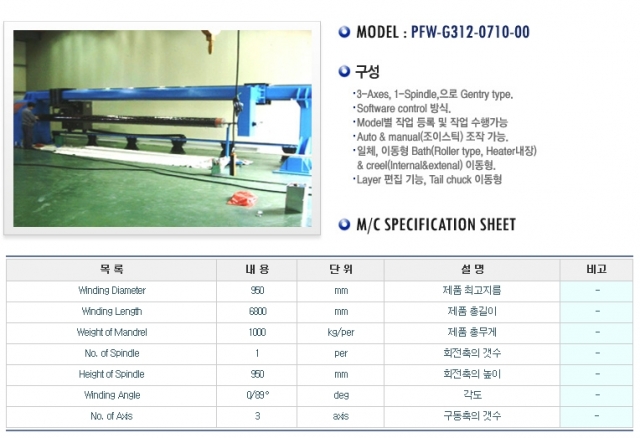 와인딩머신 , 필라멘트와인딩머신 , 와인딩기계 제품 이미지