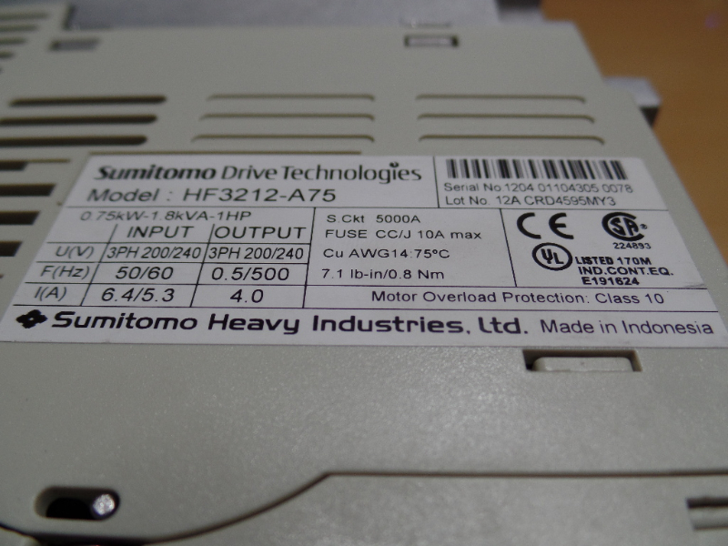Sumitomo 스미토모 인버터 INVERTER HF3212-A75 | [중고] Sumitomo, 자동화 · 로봇 · 계측 ...