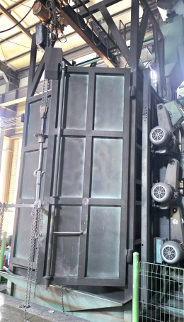 [Hanger shot blast] Chain lift door type short, hanger type short, used short blast dust collector connection