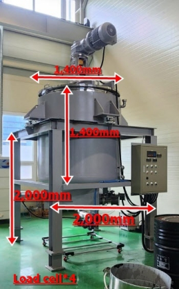 SUS2중쟈켓 교반,믹싱탱크(전기히터가열,상부개방형) 2,000리터/15HP