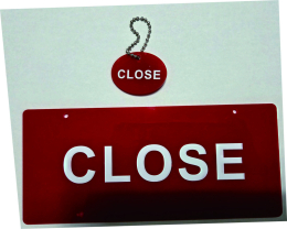 Acrylic nameplate, Open, Closed