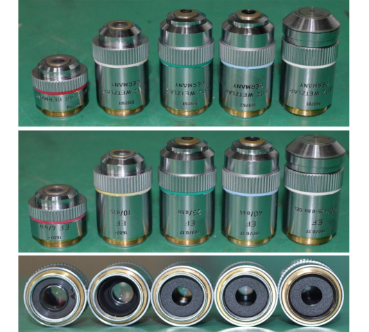 Leitz Wetzlar 5x, 10x, 20x, 50x, 100x Objectives
