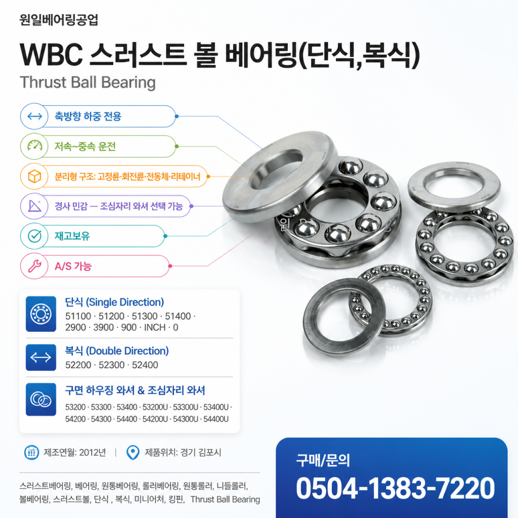 스러스트 볼 베어링(단식,복식) 제품 이미지
