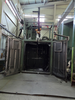 Used hanger shot blasting machine, 3 impellers, industrial shot blast