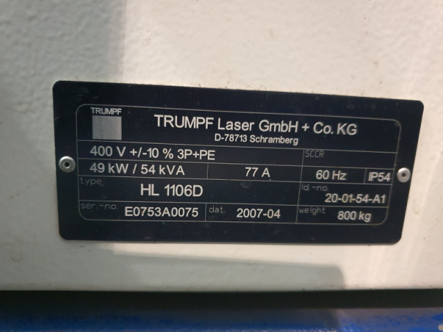TRUMPF(Germany) 레이져 용접기(Laser Welding unit) HL 1106D (1,000W) 제품 이미지