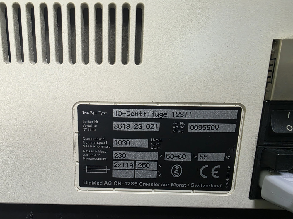 DiaMed ID-Centrifuge 12 S2 원심분리기 | [중고] DiaMed, 화학 · 유공압 · 유분체 · 공조 ...