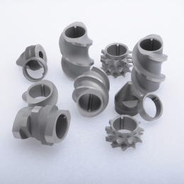 Twin-screw extruder screw elements and barrel screw element / Barrel