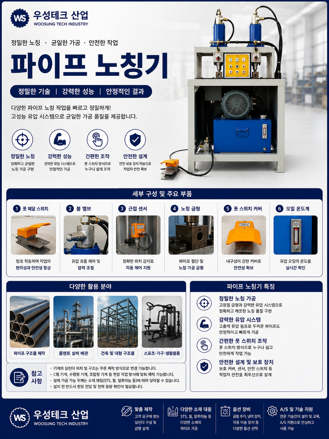 우성테크산업 유압 파이프 노칭기 금속 배관 가공기 제품 이미지 2
