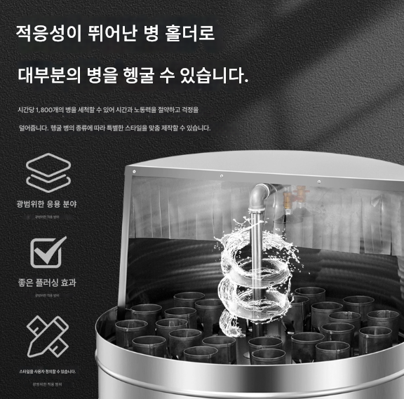 자동 설거지 세병기 32구 병 세척 기계 플라스틱 유리 와인 업소용 반자동 유리병 펀칭기 304 스텐레스 잼 꿀 도자기 제품 이미지