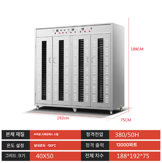 동결건조기 136트레이 12KW 야채 음식 고추 과일 말리기 대용량 상업용 오븐 약재 재료 한약 음식 육류 허브 과메기 항습기