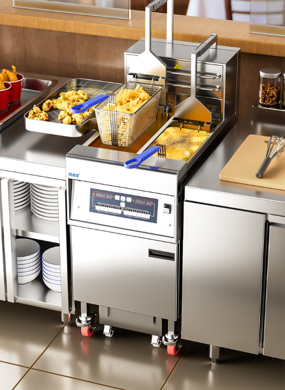 이동식 튀김기 2구 56L 36KW 돈까스 치킨 버튼형 업소용 전자동 리프팅 감자튀김 상업용 패스트푸드 일식집 텐동 치즈볼
