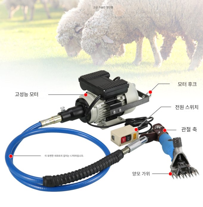 대형 양털 이발기 2500W 깎는기계 13날 양모 가위 털 미용기 펫 바리깡 농장 목장 축사 축산업 애견샵 반려동물 샤프트 제품 이미지