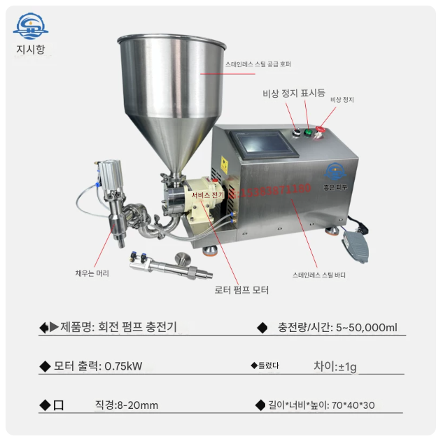 크림주입기 50L 충진기 앙금 생크림 정량 주입기 소스 베이킹 제빵 슈크림 크루아상 필링 크림빵 소분기 쨈 반죽 식품공장 꿀