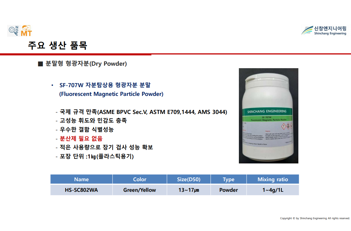 Shinchang Engineering SF-707W Fluorescent Magnetic Powder for MPI