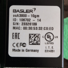 BASLER acA3800-10gm 산업용카메라 제품 이미지 2