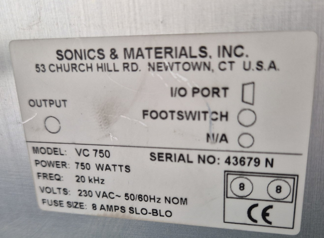 SONICS Vibra-Cell VC750 Ultrasonic Processor ,초음파파쇄기, 초음파분산기 제품 이미지