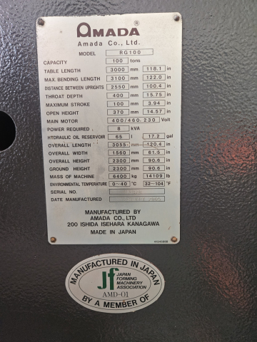 Amada 아마다 RG-100 ZⅡ DC9-Ⅲ 제품 이미지